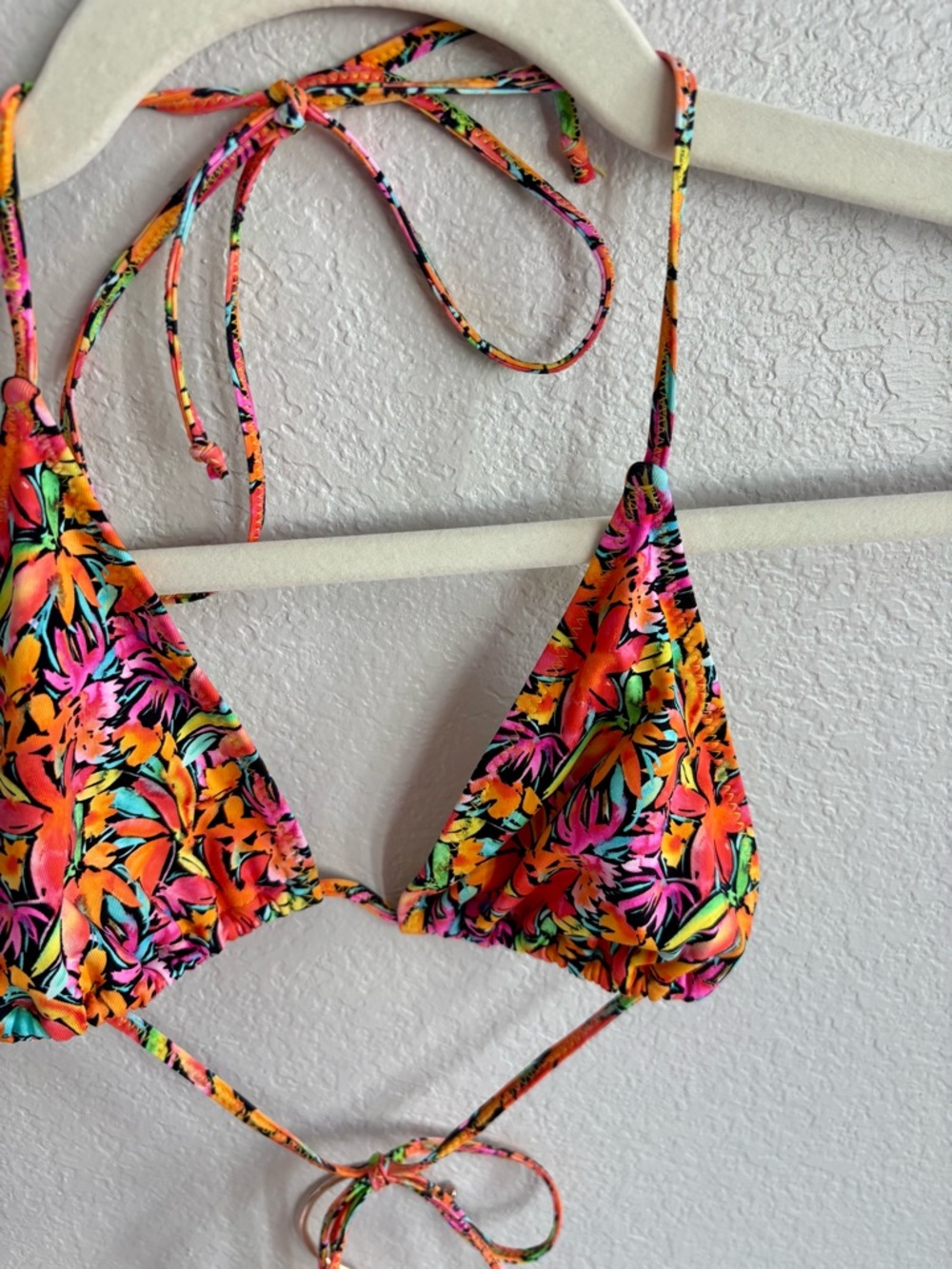 Tropical Floral Triangle Bikini Top - Multicolor
